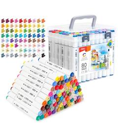 Deli Markere sketching cu 2 capete 1 mm/7 mm, 80 culori/set, DELI (DLE70803-80)