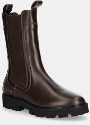 Tommy Hilfiger bőr bokacsizma TH LTHR MID CHELSEA - barna Női 36