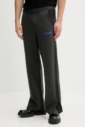 HUGO Blue pamut melegítőnadrág szürke, sima, 50542841 - szürke M