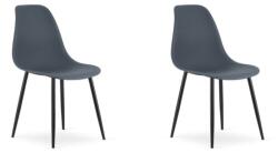  Set 2 scaune gri ardezie OSAKA cu picioare negre