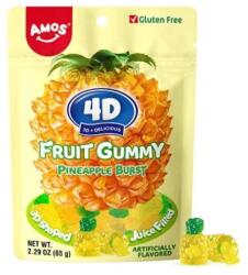 Amos Sweets 3D-s Ananász Gyümölcsformájú Gluténmentes Ananászlével Töltött Gumicukor 65g