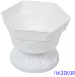  Műanyag szögletes talpas tál D19, 5cm M14, 5cm - Fehér