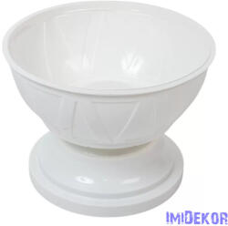  Műanyag talpas tál háromszög mintás D18cm M13cm - Fehér