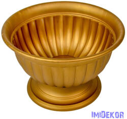  Műanyag kerek talpas bordás tál D26cm M16cm - Arany