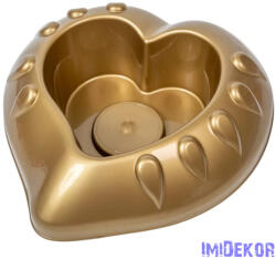 Műanyag szív tál 27x8cm - Arany