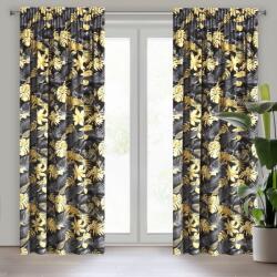 Takoy Draperie BLER din catifea moale cu imprimeu al frunzelor exotice de culoare gri-galben de 140 x 270 cm
