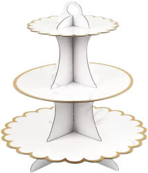  Papír sütemény és muffin állvány - Fehér és arany (626608)