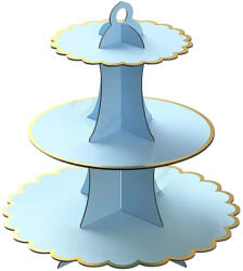  Papír sütemény és muffin állvány - Kék és arany (626592)