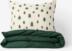 Goldea lenjerie de pat din 100% bumbac duo - brazi pe bej natural cu verde închis 160 x 200 și 2buc 50 x 70 cm Lenjerie de pat