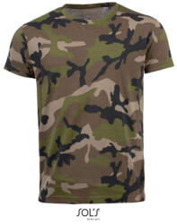 SOL'S Férfi terepmintás rövid ujjú környakas pamut póló, SOL'S SO01188, Camo-S (so01188cmo-s)