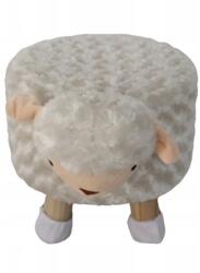 Chomik Taburet pentru copii, rotund, model oaie, textil, lemn, gri, max 50 kg, 28x25 cm, Chomik (PHO8908) - edanco