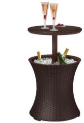 Strend Pro Masa/bar, ratan sintetic, inaltime reglabila, cu container gheata, maro, 49x57/82 cm (2171561) - edanco