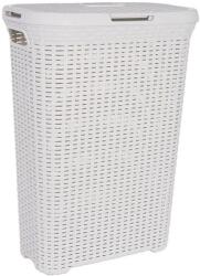 Curver Cos rufe, Curver, 2 manere, cu capac, plastic, crem, 40 L, 45x26.5x61.5 cm (2211373) - edanco