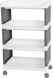 Magic home Comoda/raft plastic, MagicHome, pe roti, 4 polite, gri si alb, max 25 kg, 49x29x75.5 cm (2212845) - edanco Comoda