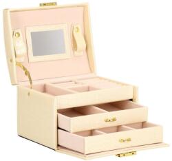 SPRINGOS Cutie pentru bijuterii, MDF, piele ecologica si catifea, crem si roz, cu oglinda, 17.5x14x12.5 cm, Springos (HA1076)