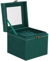 SPRINGOS Cutie pentru bijuterii, catifea, verde, cu oglinda, 12x12x12 cm, Springos (HA1048)