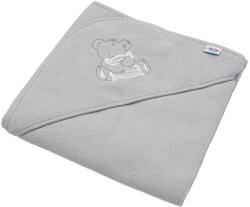 New Baby Prosop de copii din frotir cu broderie şi glugă New Baby 80x80 gri cu urs Prosop