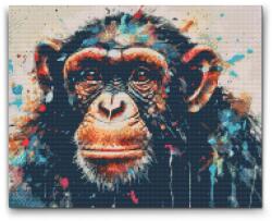  Gyémántszemes kirakó - Majom festett háttérrel Méret: 30x40cm, Keretezés: Műanyagtáblával, Gyémántok: Négyzet alakú