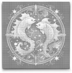  PontPöttyöző - Halak Méret: 50x50cm, Keretezés: Keret nélkül (csak a vászon), Szín: Kék