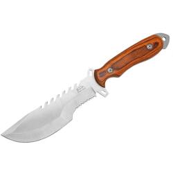 Depox Cutit de vanatoare zimtat, 32 cm, lemn, maro, teaca inclusa (I210)