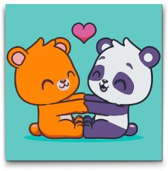  Festés számok szerint - Medveszerelem Méret: 50x50cm, Keretezés: Műanyagtáblával