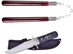 Depox Set Cutit de vanatoare , Tang Hunter , 28 cm si Nunceag maro , 31 cm , DEPOX® , teaca inclusa (I224 + F29)