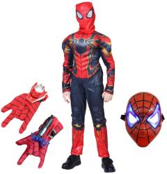 DEPOX Set costum Iron Spiderman, New Era, rosu, manusa cu ventuze, discuri si masca LED, 5-7 ani, 110-120 cm (G104 + D25 + D26 + D30) Costum bal mascat copii