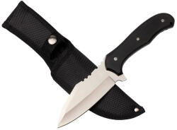 Depox Cutit de vanatoare DEPOX®, Old Future, otel inoxidabil, 25 cm, negru, teaca inclusa (H45)