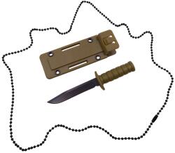 Depox Cutit tactic de vanatoare DEPOX®, Military Convoy, 10 cm, teaca cu lant inclusa, kaki (I260)
