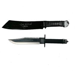 DEPOX Set Cutit de vanatoare, 40 cm si Maceta Rambo 56, 5 cm, DEPOX®, Teaca inclusa (C6 + H125)