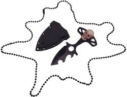 Depox Cutit tactic de vanatoare DEPOX®, Broken Silence, 8 cm, negru, teaca cu lant inclusa (I268)