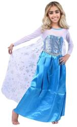 DEPOX Rochie carnaval printesa Elsa Frozen, Albastru , Halloween, 7-9 ani, 120-130 cm (I229) Costum bal mascat copii