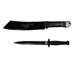 DEPOX Set Cutit de vanatoare cu doua taisuri si Maceta 56.5 cm, DEPOX®, Otel inoxidabil (F19 + C6)