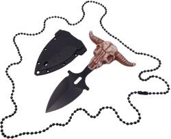Depox Cutit tactic de vanatoare DEPOX®, Death Valley, 8.5 cm, negru, teaca cu lant inclusa (I250)