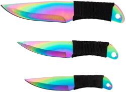 Depox Set trei cutite de aruncat DEPOX®, Rainbow Siege, otel inoxidabil, 22 cm, teaca inclusa (C176-1)