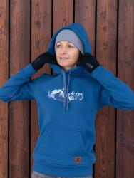 ATTIQ CORE Női kapucnis belebújós pamut pulóver - Kék