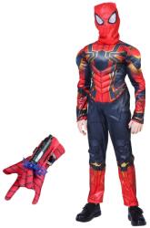 DEPOX Set costum Iron Spiderman, New Era, rosu, manusa cu ventuze inclusa, 3-5 ani, 100-110 cm (G103 + D25) Costum bal mascat copii