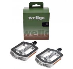 WMX Set 2 pedale Wellgo din aluminiu cu insertii antiderapante pentru bicicleta, filet 9 16, culoare negru argintiu (AWR0084)