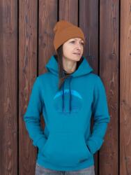 ATTIQ CORE Női kapucnis belebújós pamut pulóver - Zöldeskék