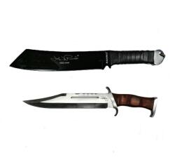 DEPOX Set Cutit Baioneta 42 cm si Maceta Rambo 56, 5 cm, DEPOX®, Teaca inclusa (C6 + H124)