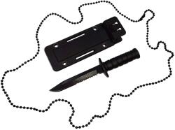 Depox Cutit tactic de vanatoare DEPOX®, Military Specialist, 10 cm, teaca cu lant inclusa, negru (I263)