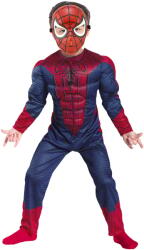 DEPOX Set costum Avenge Spiderman cu muschi, rosu si masca plastic, 3-5 ani, 100-110 cm (D15 + D31) Costum bal mascat copii