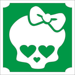  5x5 cm-es Csillámtetoválás sablon - Lány koponya 351