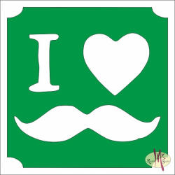  5x5 cm-es Csillám tetoválás sablon - I love bajusz 226