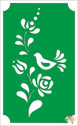  8x5 cm-es Csillám tetoválás sablon - Virág madárral 98