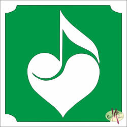  5x5 cm-es Csillámtetoválás sablon - Szív hangjegy 439