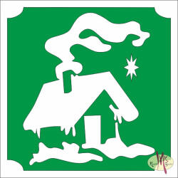  5x5 cm-es Csillám tetoválás sablon - Téli házikó 380 - mkbazar