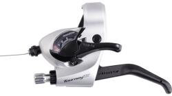 Shimano Maneta schimbator frana Shimano Tourney ST-TX800-L, montaj stanga, 3 viteze, cablu 1800mm, 2 degete, pentru V-Brake, culoare argintiu (ESTTX800LBS)