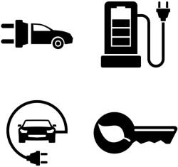  Elektromos autó piktogram matrica szett