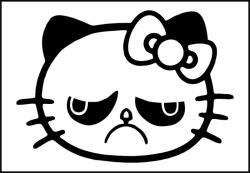 Csúnya arcú Hello Kitty matrica